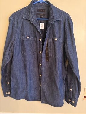 Banana Republic Indigo Blue Denim-Style Button-Down Shirt